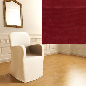 Pottery Barn Loose Fit Arm Chair Slipcover Ruby Velvet