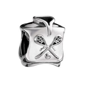 Authentic Chamilia LACROSSE JERSEY LAX Charm Bead Sterling Silver GD 