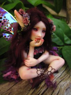 Pretty Contemplative Flower Fairy  Celia Anne Harris  OOAK