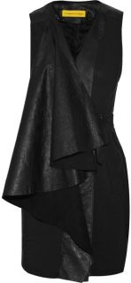 New Catherine Malandrino Black Paneled Leather Wrap Dress Size 4 $995 