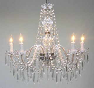   VENETIAN STYLE ALL CRYSTAL CHANDELIERS 5 LIGHTS FIXTURE DINING ROOM