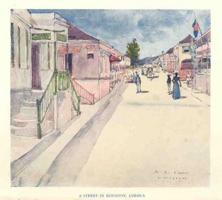 British Empire 1929 A Street in Kingston Jamaica Caribbean Old Vintage 