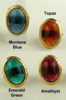 Kenneth Jay Lane Vintage Inspired 22k Gold Ring Montana or Topaz