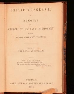 1846 Philip Musgrave; or Memoirs of a Missionary in North Amercia Rev 