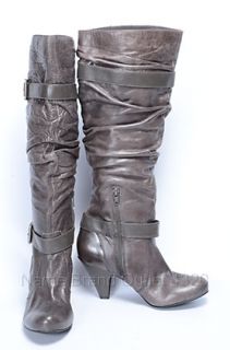 Jessica Simpson Charcoal 7 6 5 Leather Capry Gather Strap Boot Shoe 