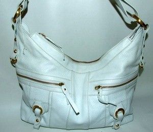 Charles David White Leather Hobo Shoulder Bag Purse Handbag