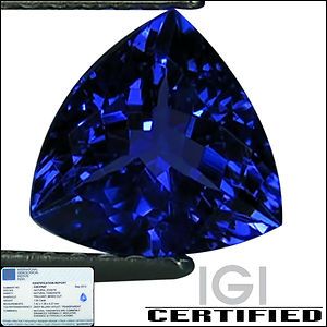 IGI Certified 1 50 ct AA Natural DBlock Tanzanite Trillion Deep Bluish 