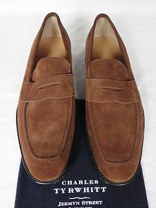 Charles Tyrwhitt Mid Brown Suede Penny Loafer Shoes UK 12 F