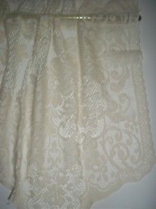 Chatham Ivory Creme Off White Lace Curtain Tier Floral Design 66 x 25 