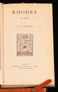 1928 Rhodes A Life J G McDonald Biography Cecil Rhodes