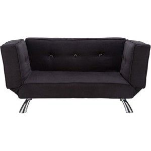 Your Zone Black Futon Chair Convertible Sleeper Bed Couch Teens Sofa 