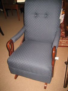 Gooseneck Rockers Antique Blue Fabric Hand Made Chair
