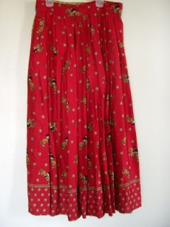 Chaus Pleated Skirt w Horse Print Equestrian Hunter Jumper Size 10 Red 