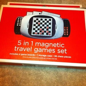   Magnetic Travel Game Board Games Checkers Chess Solitare Tic Tac Toe