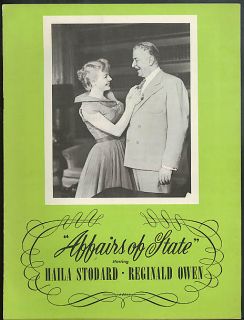Haila Stodard Reginald Owen Affairs of State theatre program 1950s