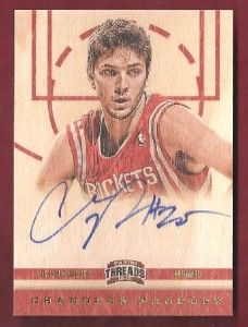 Chandler Parsons on Card Auto Wood Rookie Panini Threads 2012 13 182 