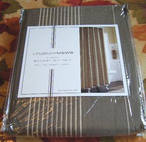 CHADWICK CHENILLE STRIPES SHOWER CURTAIN TAUPE & NATURAL NEW