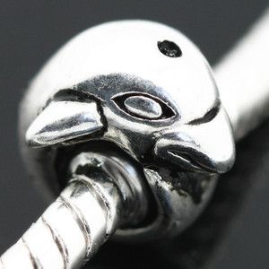 Small Dolphins Sterling Silver European Charm Bead for Bracelet 