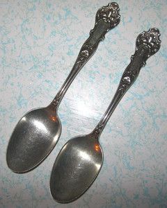 1847 Rogers Bros. Charter Oak 2 Serving Spoons Silverplate 1906 No 