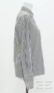 Charvet Grey & White Striped Button Down Shirt
