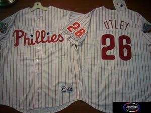 Majestic Phillies Chase Utley Sewn 2008 World Series Baseball Jersey 