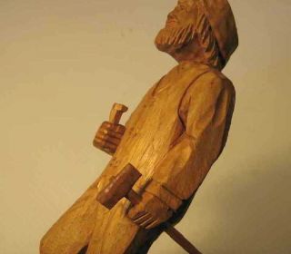 Vintage Quebec Wood Chip Carving Sign Le Charpentier