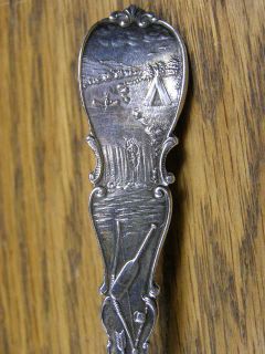 Sterling c1920 Cheboygan Michigan Souvenir Spoon with American Indian 
