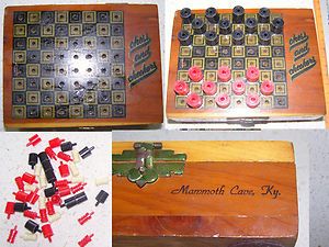 Wooden Chess Checkers Set Mammoth Cave Kentucky 1974