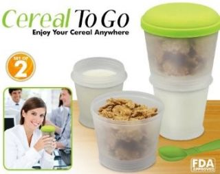 Cereal to Go Plastic Bowl Lidded Storage Containers Set by Finelife 