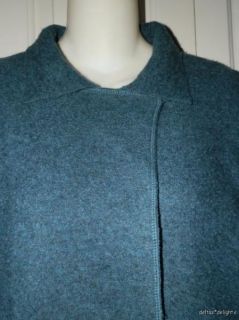   Fisher Jacket M Medium Felted Wool Teal Cerulean LN Boiled Open