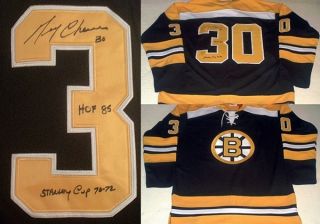 Gerry Cheevers Signed Boston Bruins Vintage Jersey w HOF85 70 72 Cup 