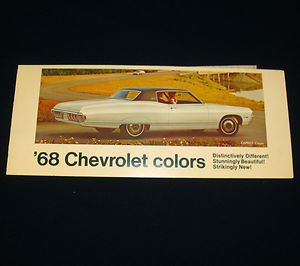 1968 Chevrolet Colors Paint Chip Samples Camaro Corvette Chevelle Nova 
