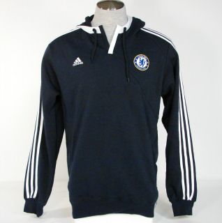 Adidas Chelsea Football Club Hoodie Navy Blue Hooded Sweatshirt Mens 