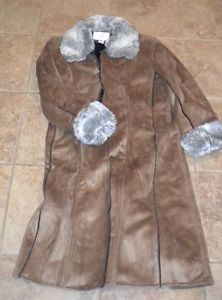 Chadwicks Brown Suede Faux Fur Coat