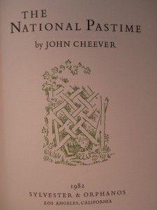 Baseball The National Pastime John Cheever Signed by Author 1 of 330 