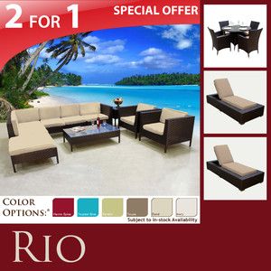Outdoor Sofa Wicker Patio Furniture Dining Set 2 Chaise Lounge