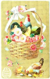 Early 1900 Easter Postcard Chicken Chick Rooster Easter