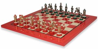   Camelot Hand Painted Deluxe Chess Set Board Package 3 25 King