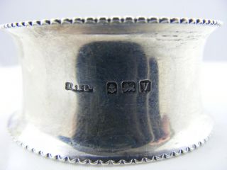 Antique HM Solid Silver Plain Pie Crust Edge Napkin Ring Serviette 