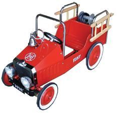   Red Fire Engine Pedal Car Kids Children Ride On Metal Tin Toy Cyclops