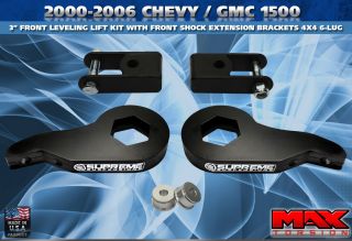99 07 Chevy 1500 4x4 6 Lug 3 Front Leveling Lift Kit w Shock 