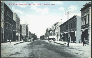 Chanute Kansas KS 1908 West Main Street Santa FE Railroad Track 