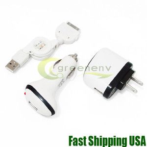 NEW Car AUTO Charger Home Charger USB Cable for iPhone iPod 3G 3GS 4G 