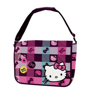   check cute hello kitty messenger bag pattern check leather bottom