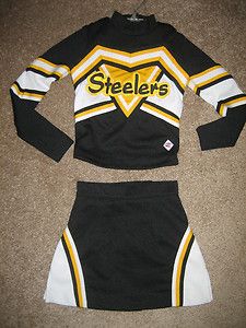    STEELERS Cheerleading Uniform Cheer Outfit 3 Piece Shell Skirt Crop