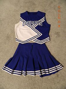 Cheerleading Uniform Royal Blue White Skirt and Shell