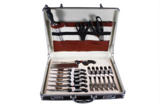   Pc Professional Chef Knife Set w/ Steak Knives Utensil and Brief Case