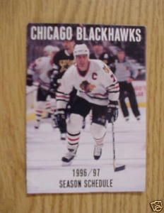 1996 Chicago Blackhawks Pocket Schedule Chris Chelios