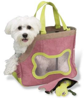 Chelsea Small Dog Carrier w Dog Bone Pouch Pink Picnic at Ascot 227CP 