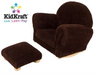 KidKraft Chocolate Upholstered Rocker Chair Ottoman Set